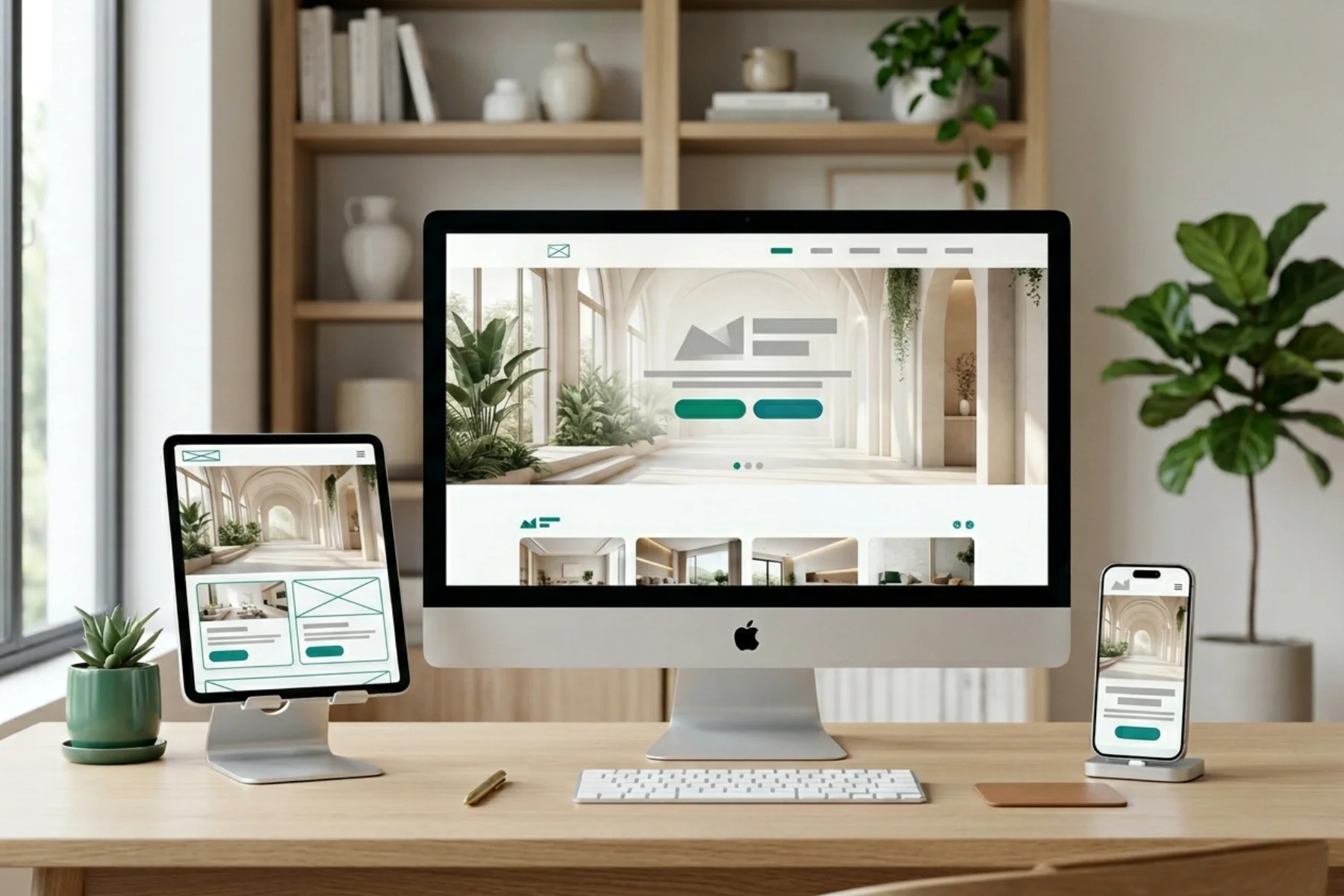 Présentation responsive de site web moderne sur ordinateur tablette et mobile