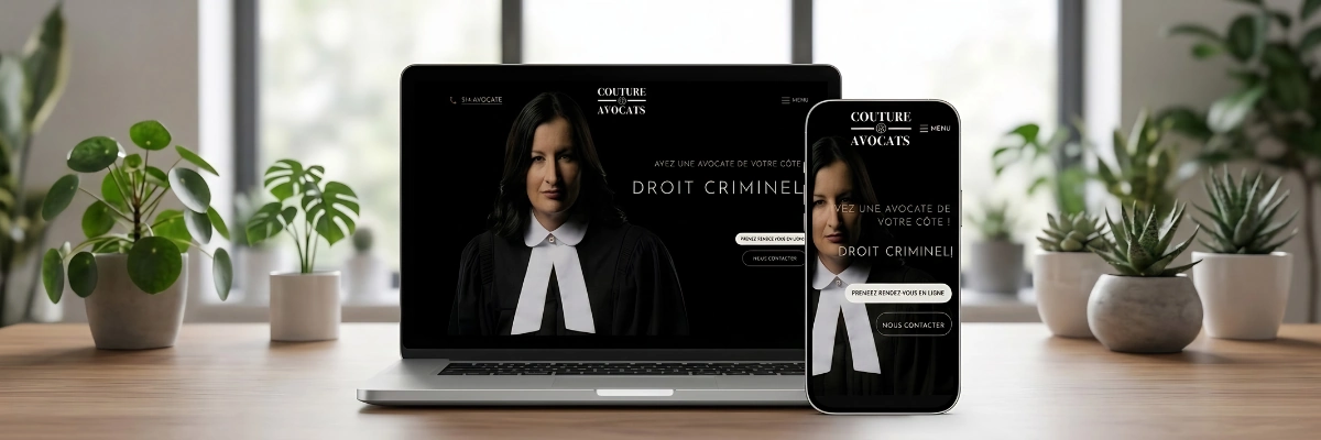 Site web Couture Avocats créé par SolutionDGM — cabinet d'avocats québécois, design moderne et optimisé SEO