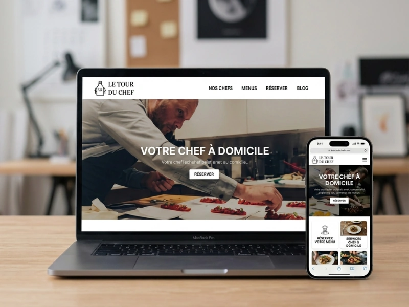 Site web Le Tour du Chef créé par SolutionDGM — chef cuisinier itinérant au Québec